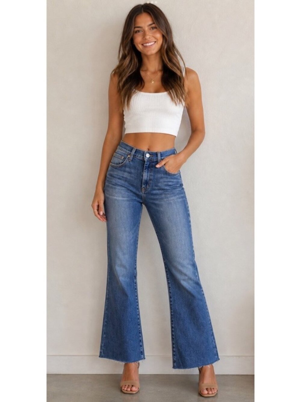 Citizens Of Humanity Jeans Chloe Mid Rise Super Flare Blue Womens 31 Boho Hippie